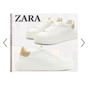 Zara Leather Platform Athletic Sneakers.